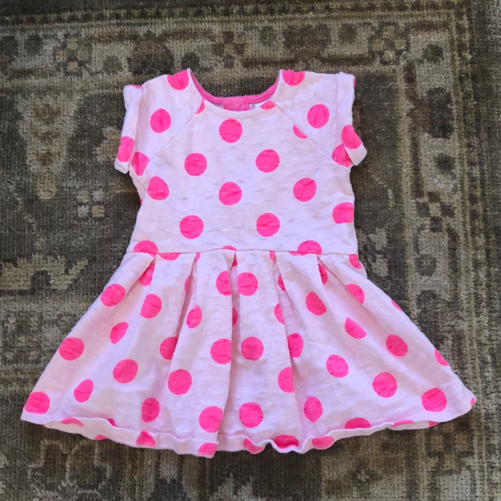 Cat & Jack pink dot dress 2T cuff sleeve